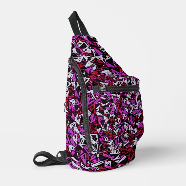 Sac À Bandoulière Motif Triangle Rouge Violet (Coin gauche)