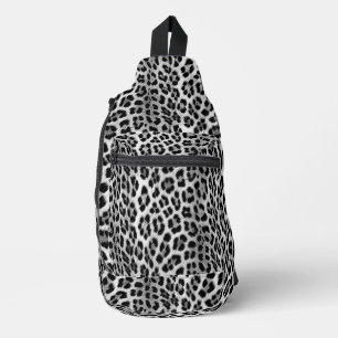 Sac À Bandoulière Noir et blanc monochrome, léopard motif