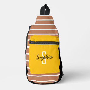 Sac À Bandoulière Nom de calligraphie de monogramme élégant Caramel