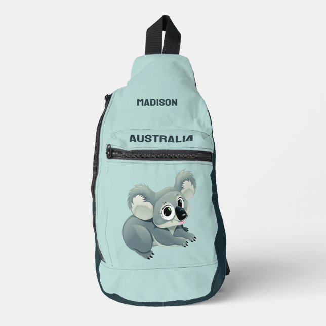 Sac À Bandoulière Nom et texte personnalisés Koala (Recto)
