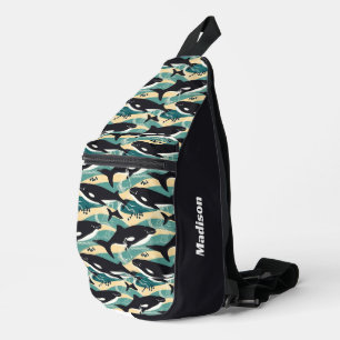 Sac À Bandoulière Nom personnalisé Motif baleines