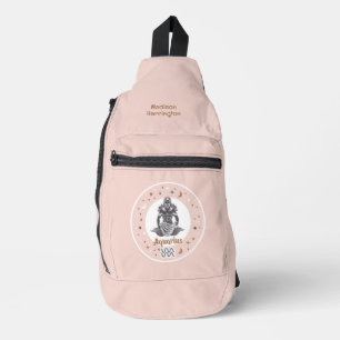 Sac À Bandoulière Nom personnalisé Symbole zodiaque Aquarius