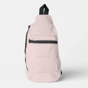 Sac À Bandoulière Nom rose subtil simple sur rose pâle