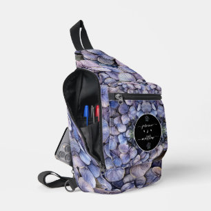 Sac À Bandoulière Noms de Couple Floral Noir Classique Mariage