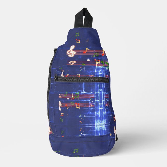 Sac À Bandoulière Notes musicales Elegant Blue var 4 (Recto)