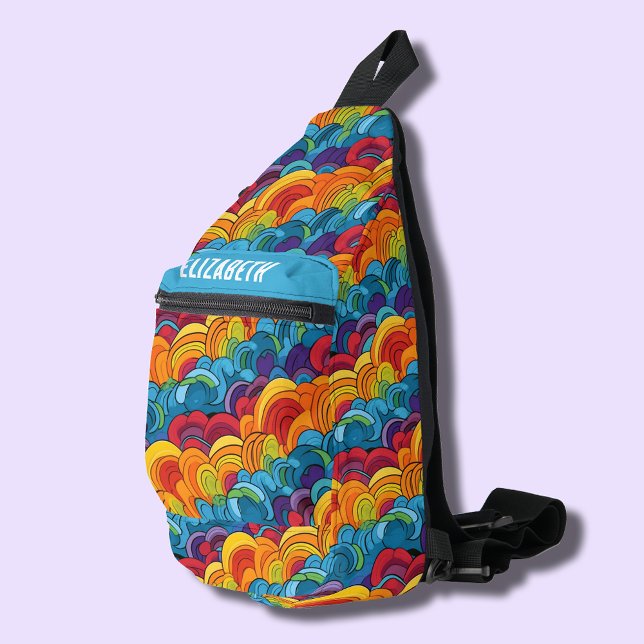 Sac À Bandoulière Nuages colorés super (Groovy colorful cloud waves sling bag)
