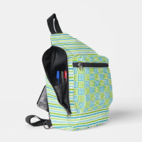 NUANCES DE RAYURES BLEUES ET VERTES MOTIF GREC