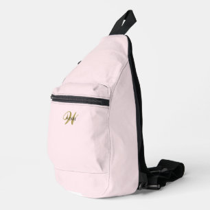 Sac À Bandoulière Or personnalisé en or initiale l Rose propre Blush