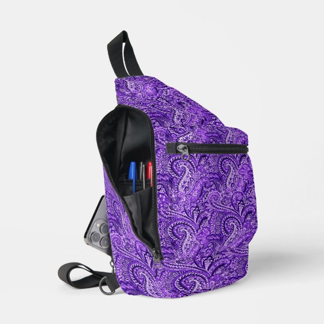 Sac À Bandoulière Paisley violet vibrant (Ouvrir)