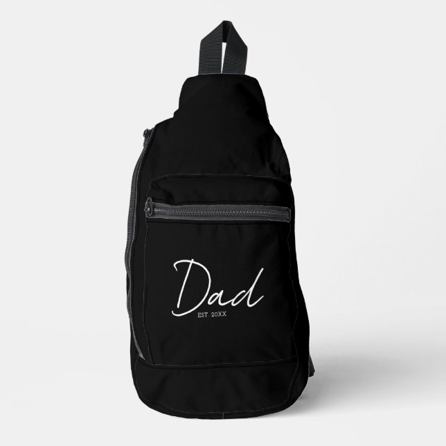Sac À Bandoulière Papa a établi un script minimal noir et blanc (Recto)