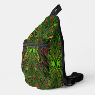 Sac À Bandoulière Papillon Abstrait Vert Citron Rétro Tripant