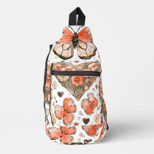Sac À Bandoulière Papillons, Coeurs et Fleurs