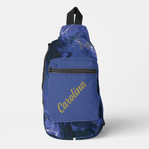 Sac À Bandoulière Parties scintillant bleue Galaxy Swirl Abstrait Mo