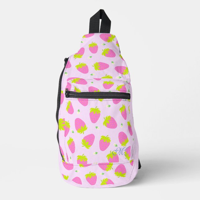 Sac À Bandoulière Pastel aux fraises rose (Recto)