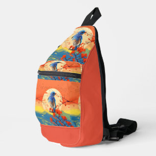 Sac À Bandoulière Paysage japonais moderne d'oiseau dans la nature e
