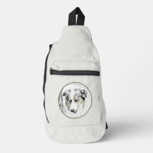 Sac À Bandoulière Peinture de Berger Australien Blue Merle Art Canin