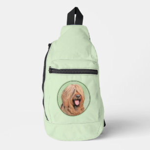 Sac À Bandoulière Peinture de Briard Brun Rougeâtre avec Superpositi