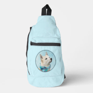 Sac À Bandoulière Peinture de Buhund norvégien Blé Original Art cani