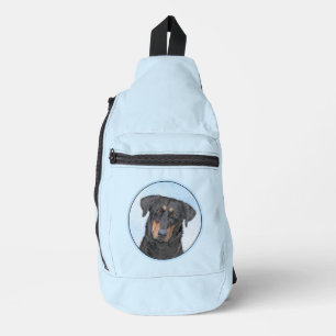 Sac À Bandoulière Peinture de chien Beauceron Noir et Feu Berger de