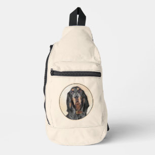 Sac À Bandoulière Peinture de Coonhound noir et feu - Art original d