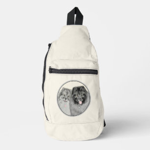 Sac À Bandoulière Peinture de Keeshond 2 Keeshonden Art canin origin