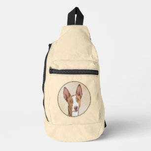 Sac À Bandoulière Peinture de Lévrier Ibérique Rouge Lisse Art Canin