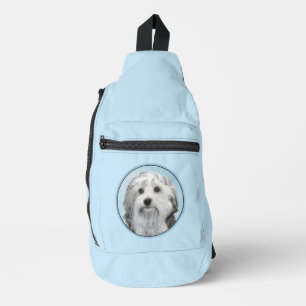 Sac À Bandoulière Peinture de Lowchen Argent et Crème Art Canin Orig