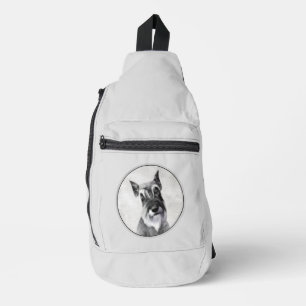Sac À Bandoulière Peinture de Schnauzer Géant Recadrée Art Canin Ori