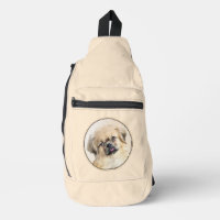 Peinture de Spaniel Tibétain Chien Crème et Blanc