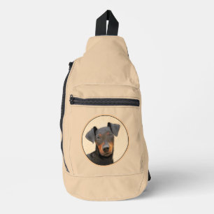 Sac À Bandoulière Peinture de Terrier de Manchester Art Animalier Or