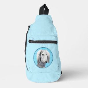 Sac À Bandoulière Peinture Saluki Plume d'Argent Art Canin Original