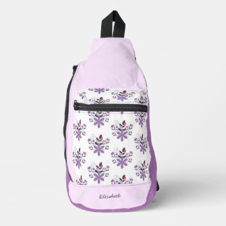 Sac À Bandoulière Personnalisé élégant floral violet gris violet