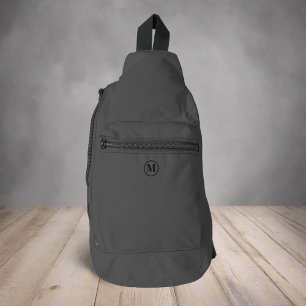 Sac À Bandoulière Personnalisé Gris Noir Or Monogramme initial Éléga