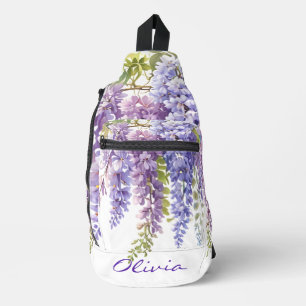 Sac À Bandoulière Personnaliser la glycine de l'aquarelle violette f
