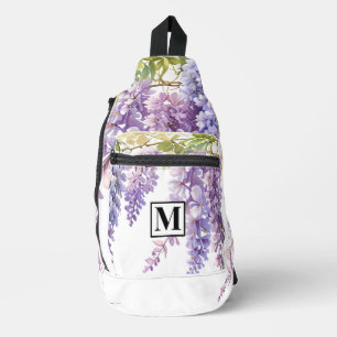 Sac À Bandoulière Personnaliser la glycine monogramme violet de l'aq