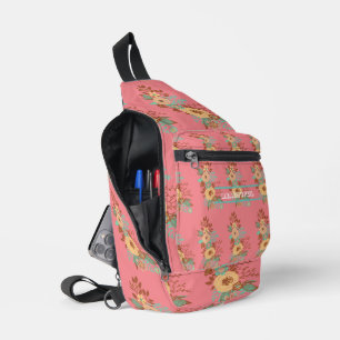 Sac À Bandoulière Personnaliser rose florale moderne Boho imprimé