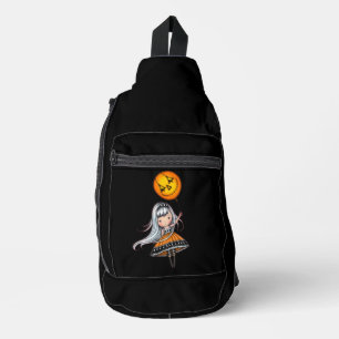 Sac À Bandoulière Petite fille d'Halloween et ballon Citrouille