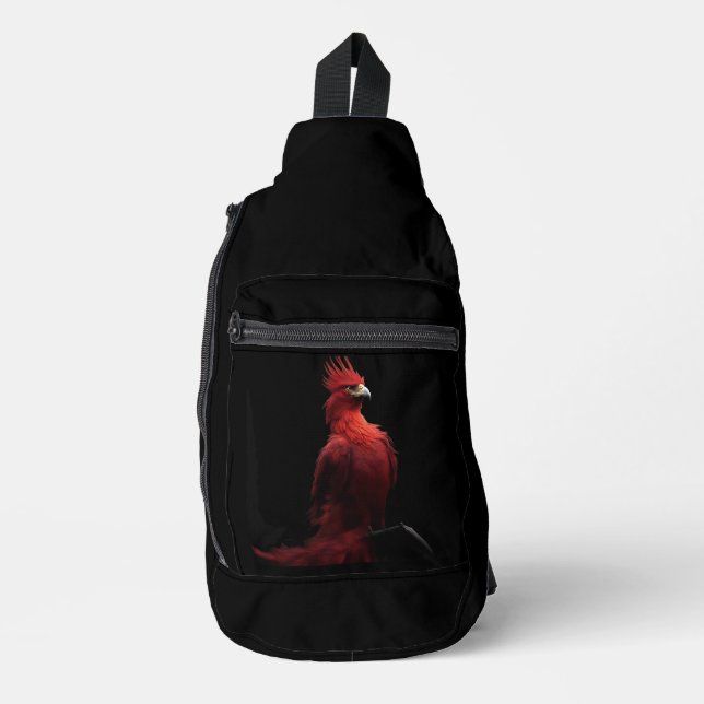 Sac À Bandoulière Phénix écarlate assis fièrement (Recto)