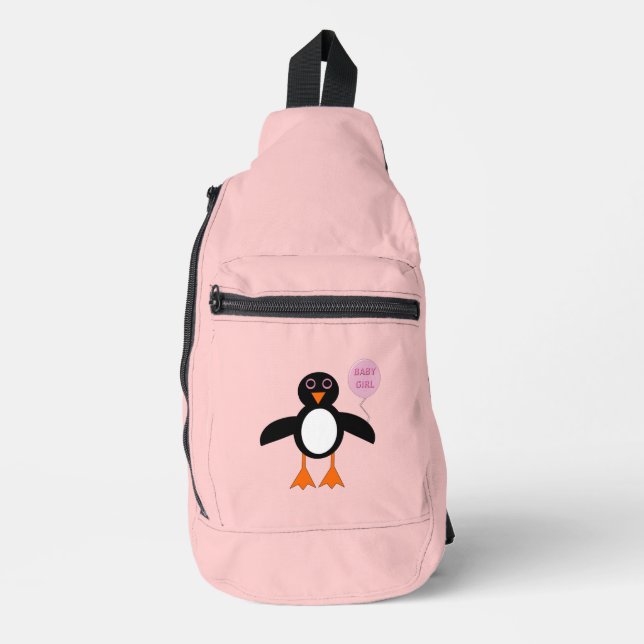 Sac À Bandoulière Pingouin mignon rose bébé fille (Recto)
