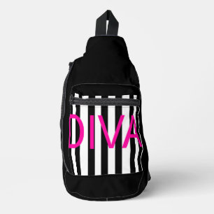 Sac À Bandoulière Pink Diva noir et blanc noir