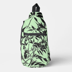 Sac À Bandoulière Plante en bambou noir et vert menthe