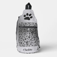 Poches de chien noir et blanc Pointe Polka en méta