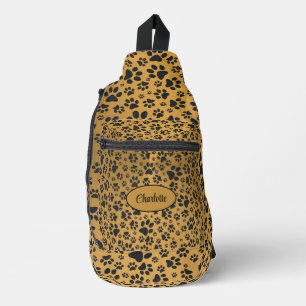 Sac À Bandoulière Poches de chien noir et blanc Pointe Polka en or m