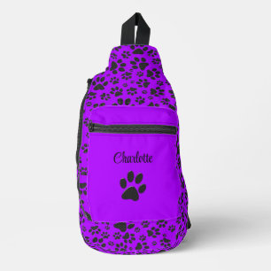 Sac À Bandoulière Poches de chien noir et blanc Pointe Polka sur vio