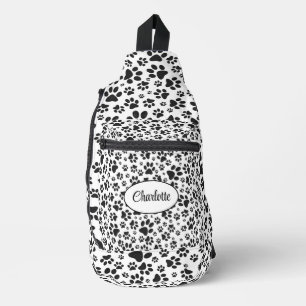 Sac À Bandoulière Poches de chien noir et blanc Poka Dot