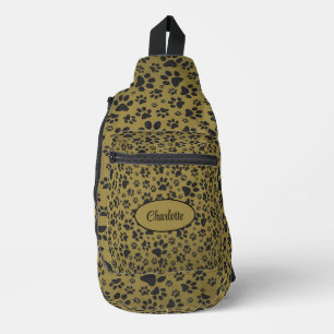 Sac À Bandoulière Pois de chien noir et blanc Pointe Polka sur l'or