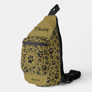 Sac À Bandoulière Pois de chien noir et blanc Pointe Polka sur l'or