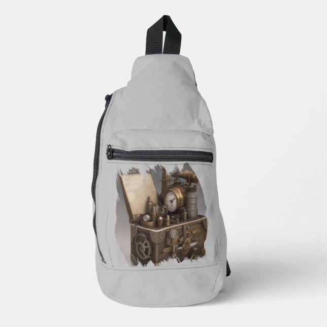 Sac À Bandoulière Poitrine au trésor avec engrenages (Recto)