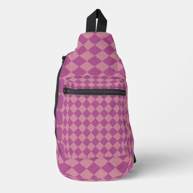 Sac À Bandoulière Purple Pink Checker Diamond Pattern (Recto)