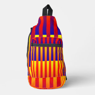 Sac à bandoulière rayé bleu rouge jaune